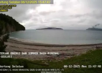 Situasi terkini Anak Gunung Krakatau. Foto: Istimewa.