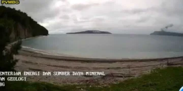 Situasi terkini Anak Gunung Krakatau. Foto: Istimewa.